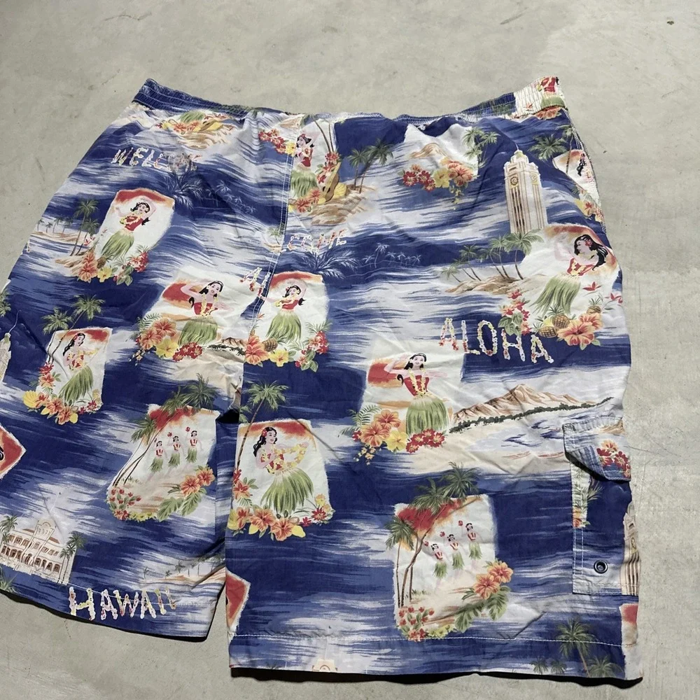 Ralph Lauren Polo Board Shorts Trunks SZ 3XLT Multicolor Hawaiian Theme AOP